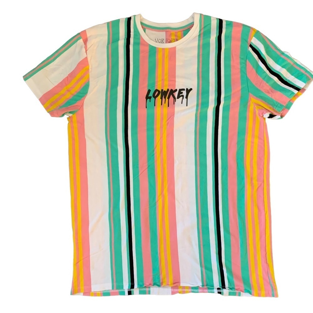 Vox Populi striped “lowkey” tshirt size large